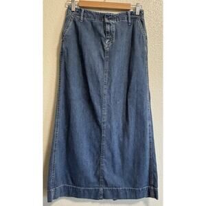 Vintage Denim Maxi Skirt Y2K 100% Cotton Bohemian VTG Cottage Old Navy Size 2